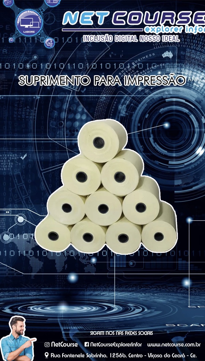 Bobinas para impressão e outros suprimentos vendidos pela Net Course